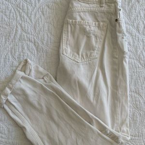 Bershka white denim distressed mom jeans